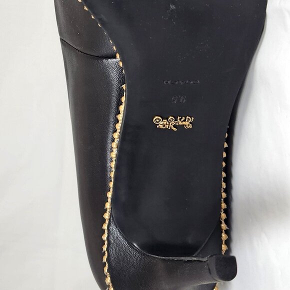 Coach Samantha Pump Heels with brass beadchain Trim Smooth Leather Size 9.5 - Picture 11 of 16